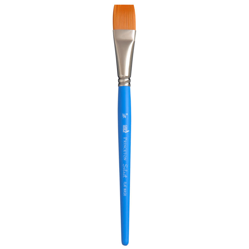 Select Artiste Flat Wash Brush, Synthetic Bristles, Short Handle Mixed Media Paintbrush, Jewel Blue, Size 3/4 inch, 1 Count