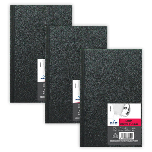 Artist Series Sketch Art Book, Black Cover, Hardbound, 108 Sheet, 4x6 inch, Pack of 3