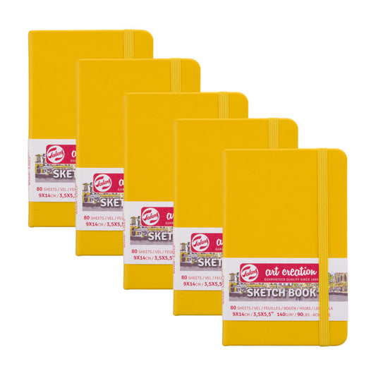 Sketchbook, 80 Sheets, 90lbs, Golden Yellow Cover, 3.5" x 5.5", Pack of 5