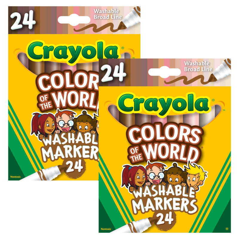 Colors of the World Markers, 24 Per Pack, 2 Packs