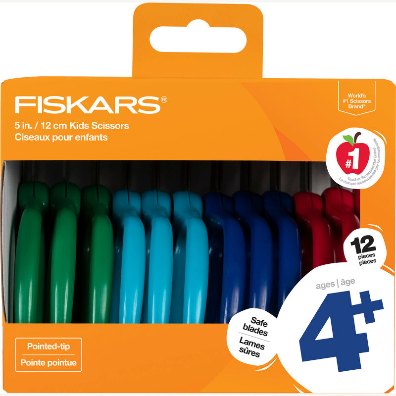 Kids Scissors Classpack, Pointed, 5", Pack of 12