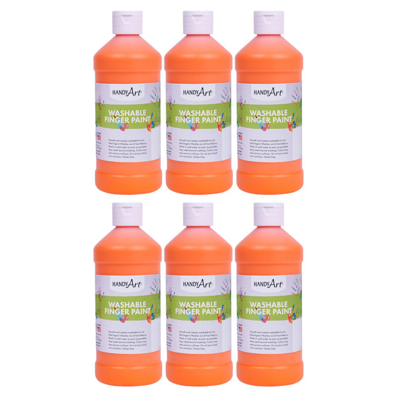 Washable Finger Paint, Orange, 16 oz., Pack of 6