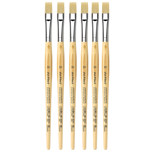 JUNIOR BORSTE Synthetic Student Brush, Synthetic, Tempera, Flat, Series 329, Size 10, Pack of 6