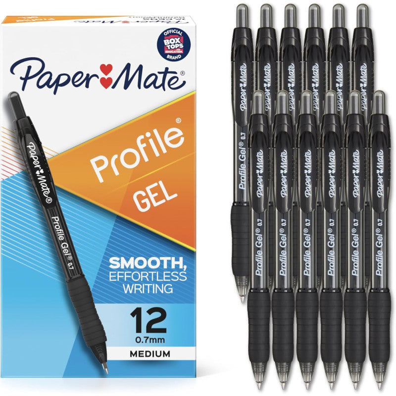 Gel Pen, Profile Retractable Pen, 0.7mm, Black, 12 Count