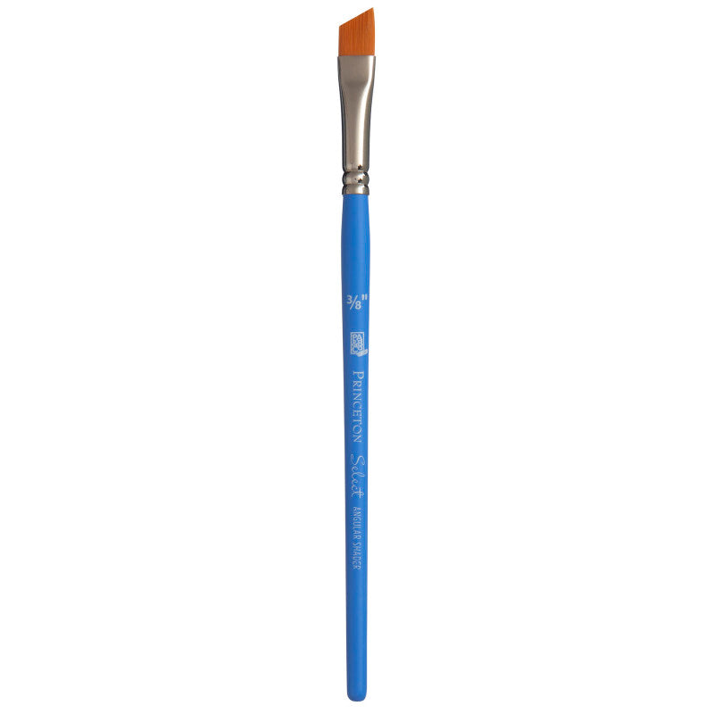 Select Artiste Angle Shader Brush, Synthetic Bristles, Short Handle Mixed Media Paintbrush, Jewel Blue, Size 3/8 inch, 1 Count