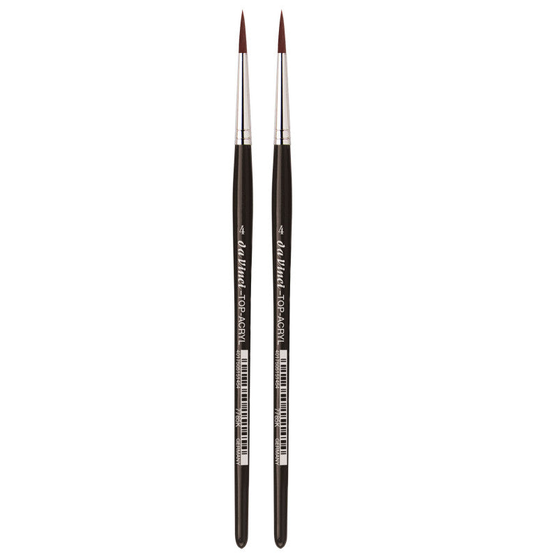 TOP-ACRYL Red-Brown Brush, Synthetic, Acrylic & Oil, Round, Series 7785K, Size 4, Pack of 2