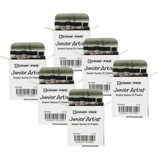 Cray-Pas Junior Artist Oil Pastels, Black, 12 Per Pack, 6 Packs