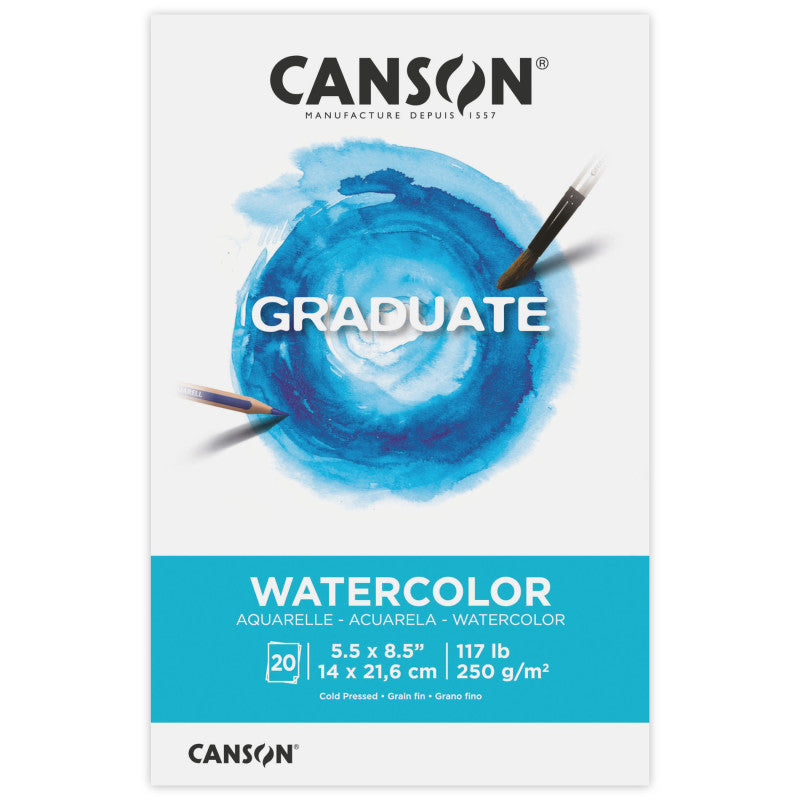 Graduate Watercolor Pad, Foldover Binding, 20 Sheet, 5.5x8.5 inch, 1 Count