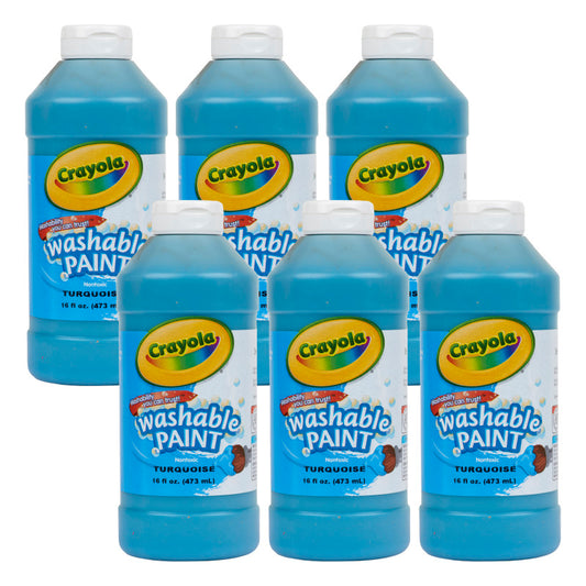 Washable Paint, Turquoise, 16 oz., Pack of 6