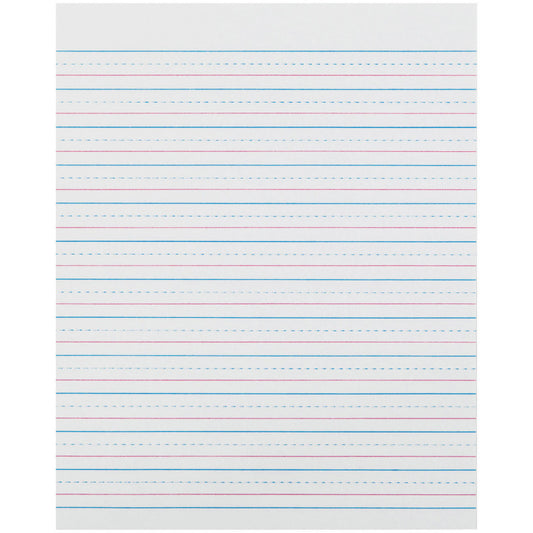 Sulphite Handwriting Paper, Dotted Midline, Grade 2, 1/2" x 1/4" x 1/4" Ruled Short, 8" x 10-1/2", 500 Sheets