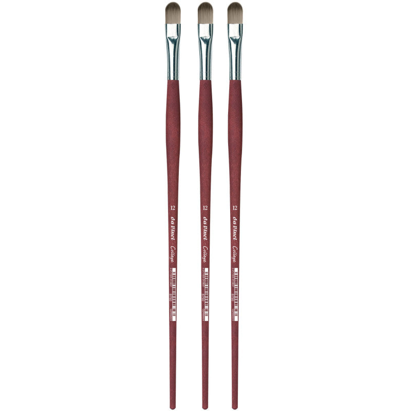 COLLEGE Student Brush, Synthetic, Acrylic & Oil, Filbert, Series 8750, Size 12, Pack of 3