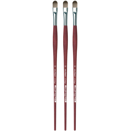 COLLEGE Student Brush, Synthetic, Acrylic & Oil, Filbert, Series 8750, Size 12, Pack of 3
