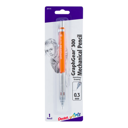 GraphGear 300 Mechanical Pencil, (0.3mm) Extra-fine line, Orange Barrel, 1 Count