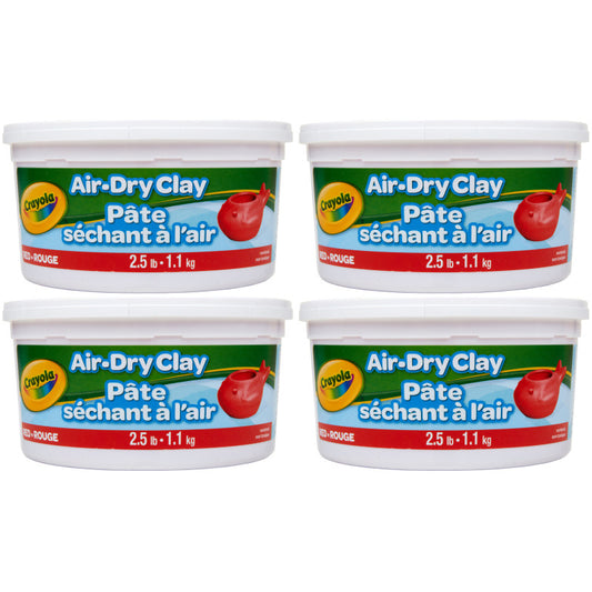 Air Dry Clay, 2.5lb Tub, Red, Pack of 4