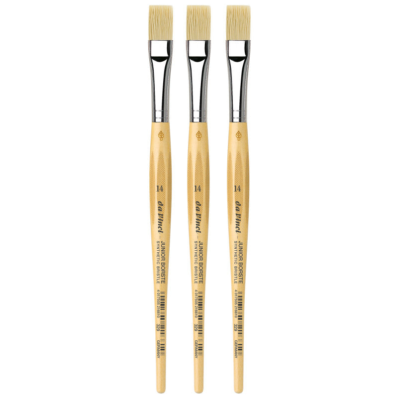 JUNIOR BORSTE Synthetic Student Brush, Synthetic, Tempera, Flat, Series 329, Size 14, Pack of 3