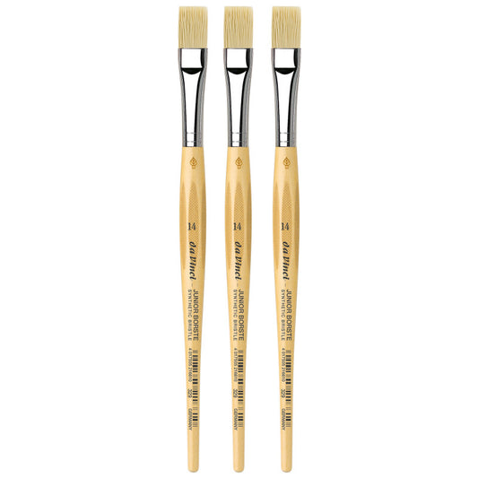JUNIOR BORSTE Synthetic Student Brush, Synthetic, Tempera, Flat, Series 329, Size 14, Pack of 3