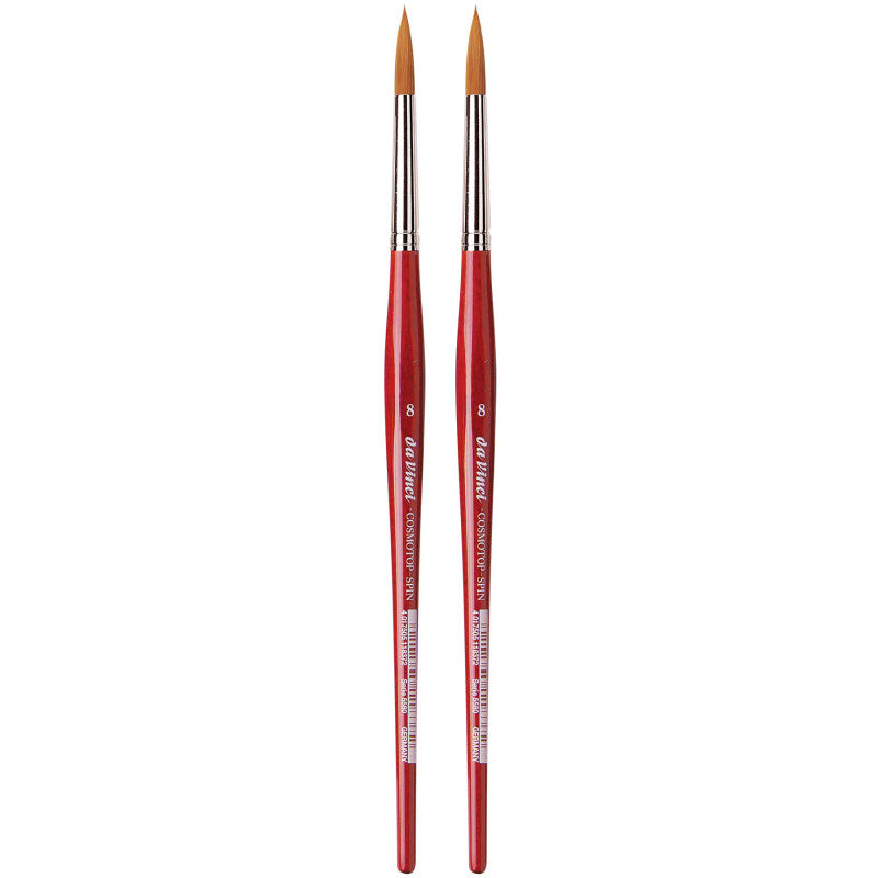 COSMOTOP-SPIN Silkpainting Brush, Synthetic, Watercolor, Round, Size 8, Pack of 2