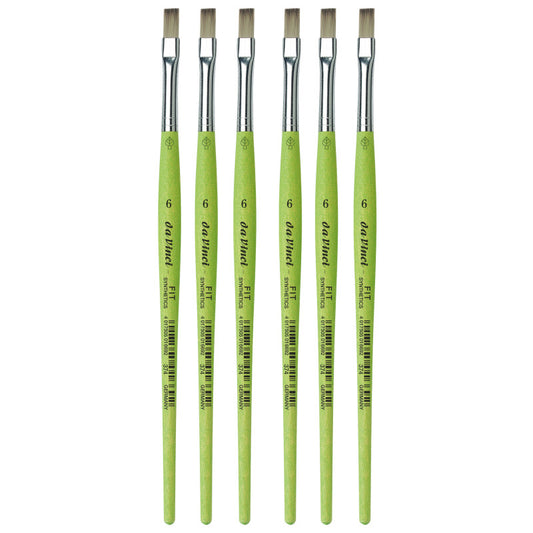 FIT Synthetics Student Brush, Synthetic, Acrylic & Tempera, Flat, Series 374, Size 6, Pack of 6