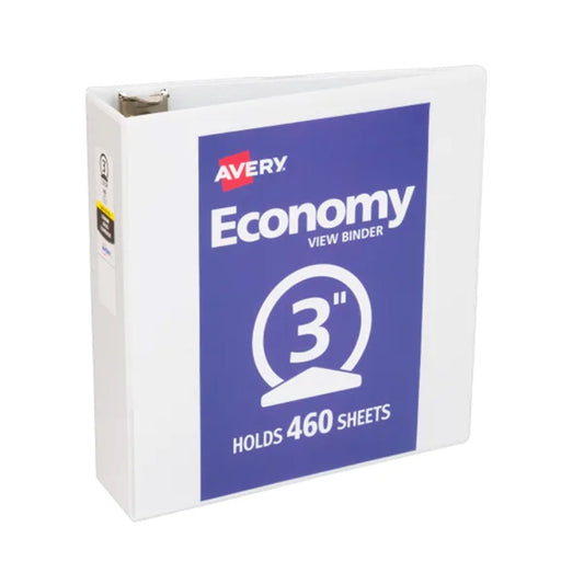 Economy View Binder, 3" Capacity, White