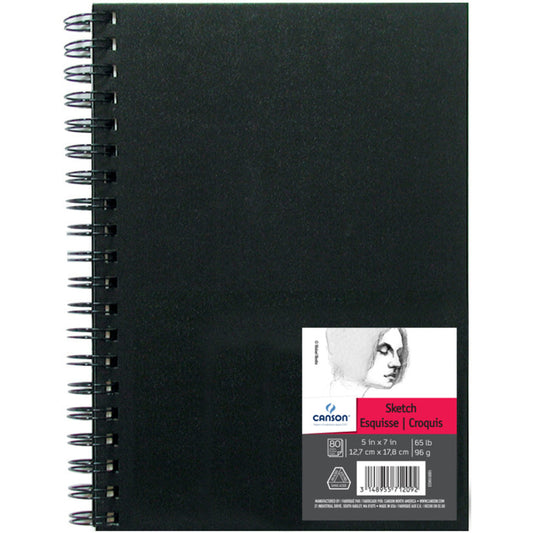 Artist Series Sketch Art Book, Black Cover, Wire Binding, 80 Sheet, 5X7 inch, 1 Count