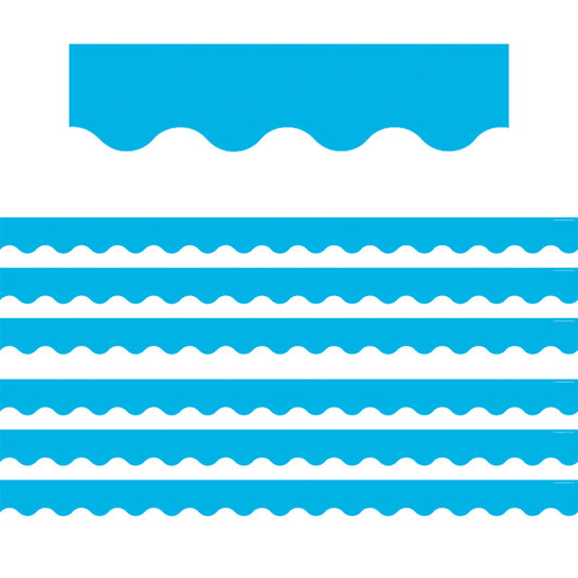 Aqua Scalloped Border Trim, 35 Feet Per Pack, 6 Packs