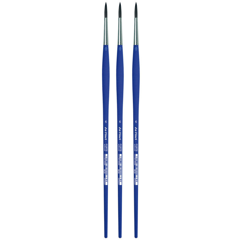 FORTE-Acrylics Student Brush, Synthetic, Acrylic & Oil, Round, Series 8630, Size 6, Pack of 3