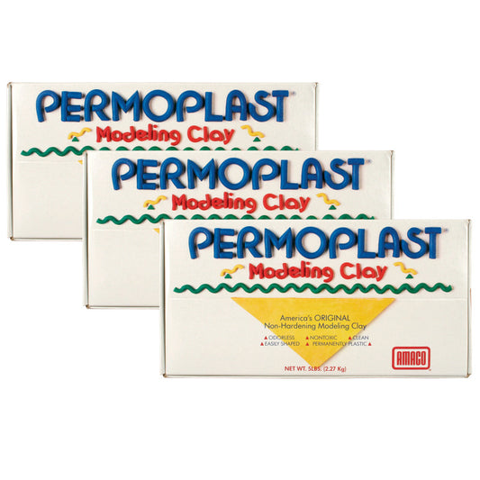Permoplast Modeling Clay, Green, 1 lb. Per Box, 3 Boxes