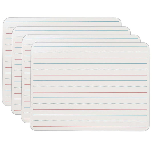 Two-Sided Dry Erase Board, Plain/Ruled, 9" x 12", Pack of 4