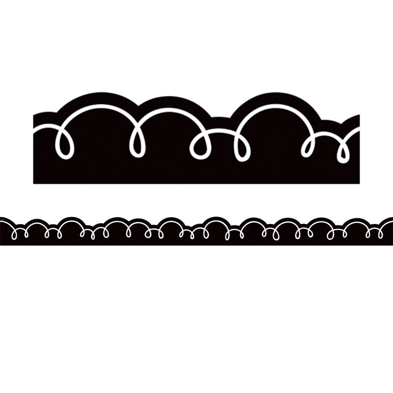 Black with White Squiggles Die-Cut Border Trim, 35 Feet