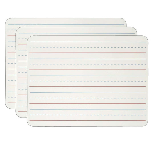 Dry Erase Board, Two Sided Magnetic, Plain/Lined, Pack of 3