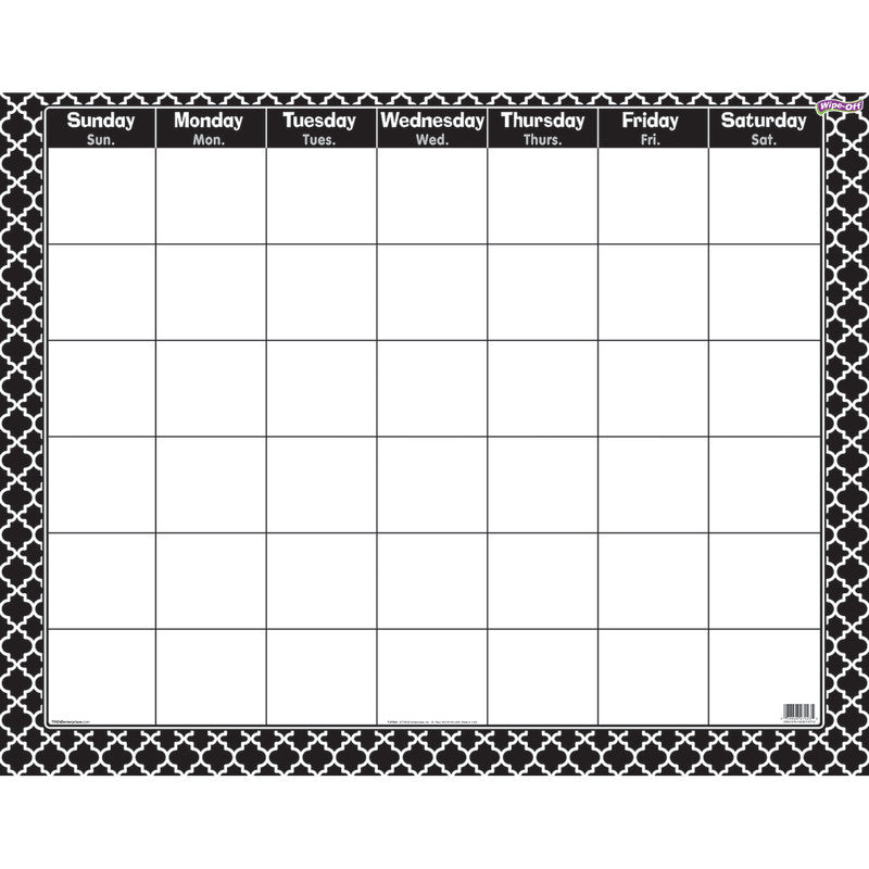 Moroccan Black Wipe-Off® Calendar, Monthly
