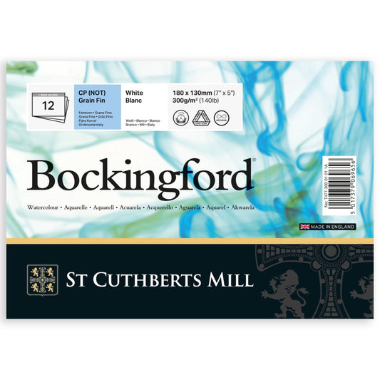 Bockingford Watercolor Pad, Cold Pressed, Glue Binding, 140lb/300gsm, 12 Sheet, 5x70 inch, 1 Count