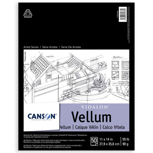 Artist Series Vidalon Vellum Pad, Translucent, Foldover Binding, 50 Sheet, 11X14 inch, 1 Count