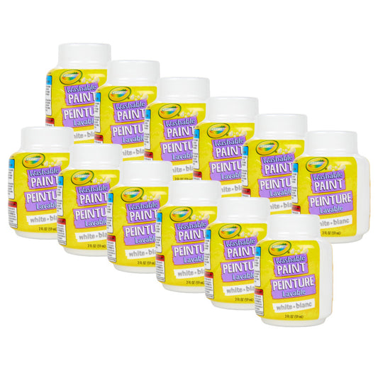 Washable Paint, 2oz, White, Pack of 12