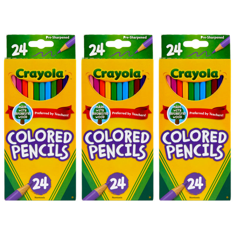 Colored Pencils, 24 Per Box, 3 Boxes