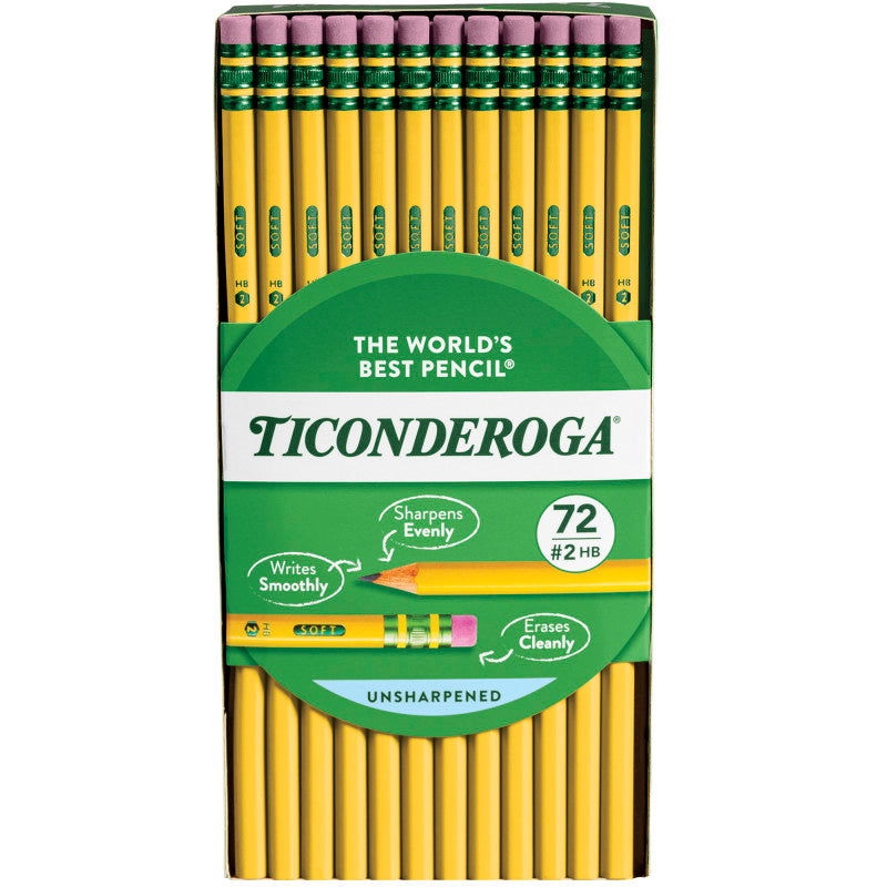 Original Ticonderoga® Pencils, No. 2 Soft, Unsharpened, Box of 72