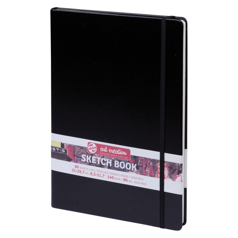 Sketchbook, 80 Sheets, 90lbs, Black Cover, 8.3" x 11.7" (A4)