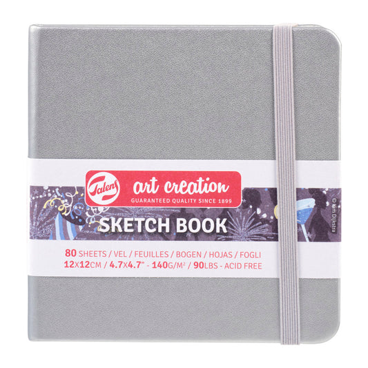 Sketchbook, 80 Sheets, 90lbs, Shiny Silver Cover, 4.7" x 4.7"