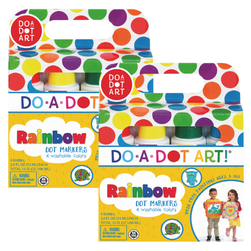 Washable Rainbow Dot Markers, 4 Per Pack, 2 Packs