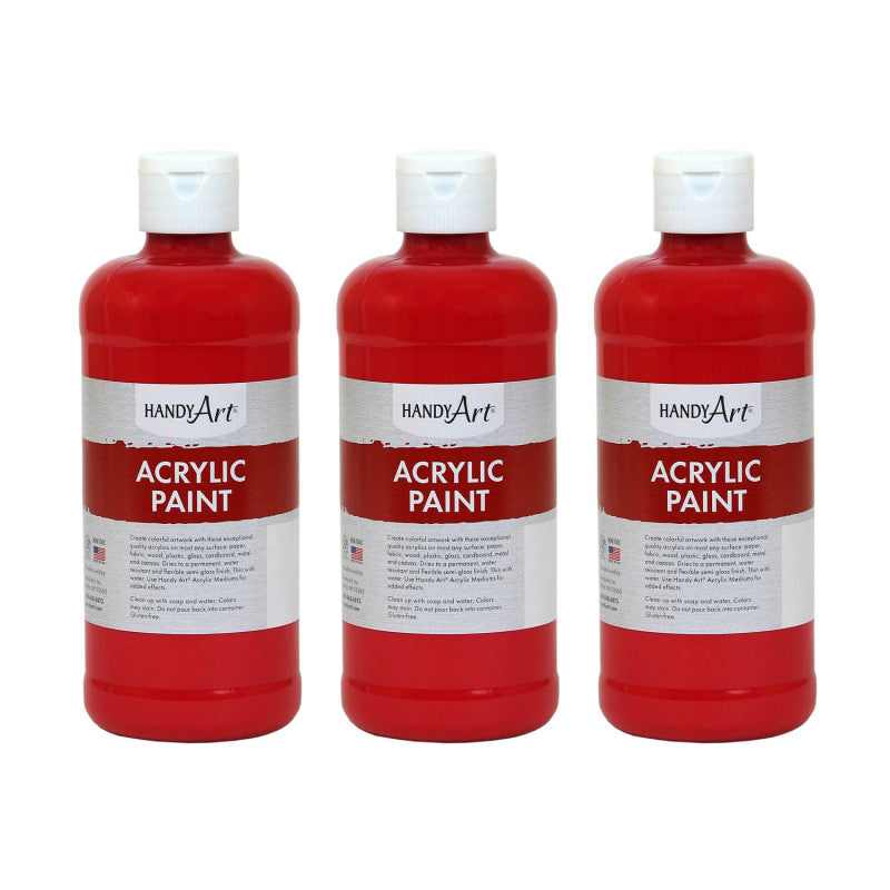 Acrylic Paint 16 oz, Brite Red, Pack of 3