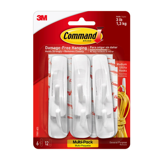 Command™ Medium Utility Hooks Multi-Pack, 6 Count