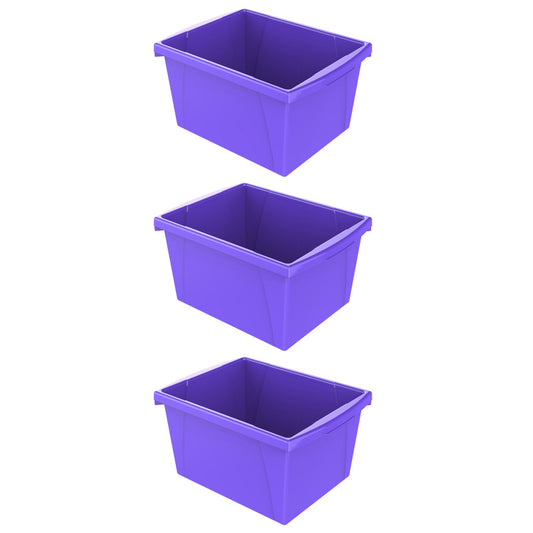 4 Gallon Classroom Storage Bin, Purple, Pack of 3