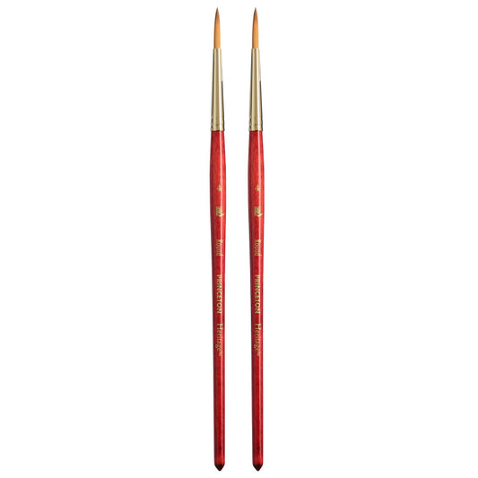 Heritage Round Brush, Synthetic Bristles, Short Handle Watercolor Paintbrush, Scarlet, Size 4, Pack of 2