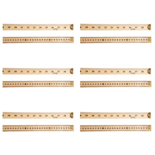 Meter Stick Ruler with Metal End, Pack of 6
