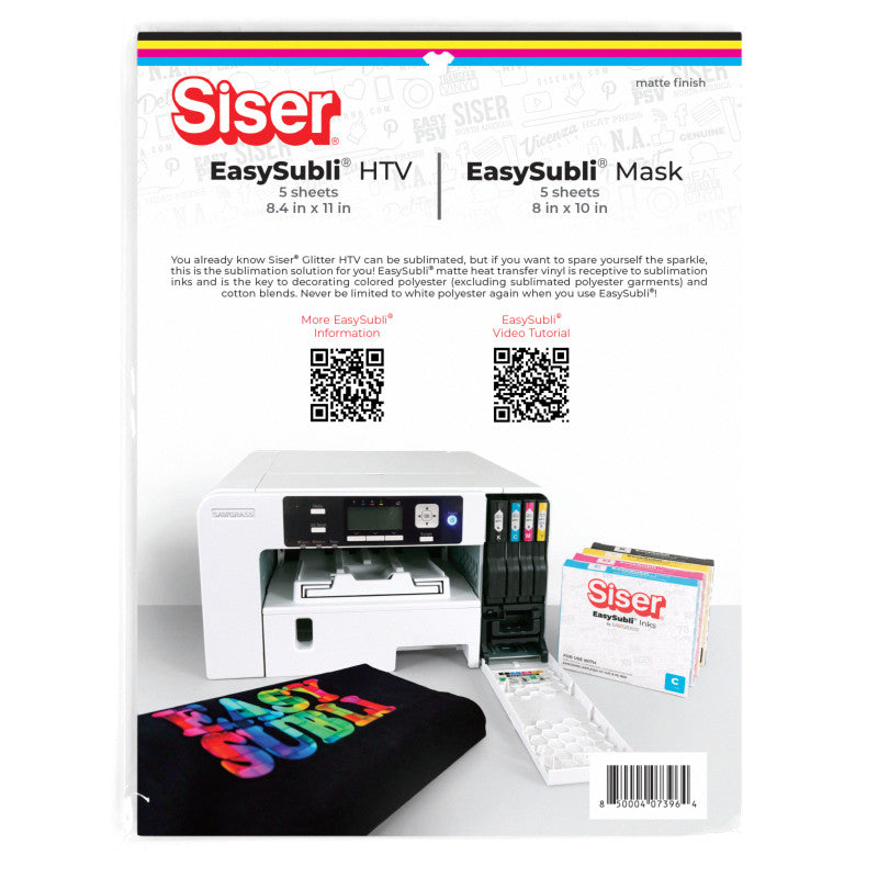 Easysubli HTV Heat Transfer Vinyl & Mask, 5 Sheets Each