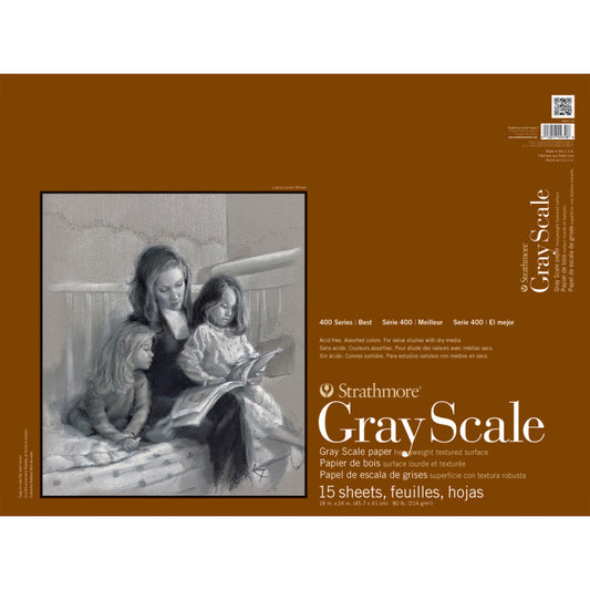 400 Series Grayscale Paper Pad, Glue Binding, 15 Sheet, 18x24 inch, 1 Count