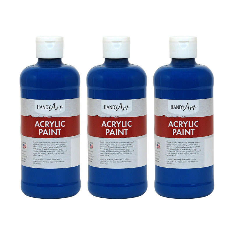 Acrylic Paint 16 oz, Ultra Blue, Pack of 3