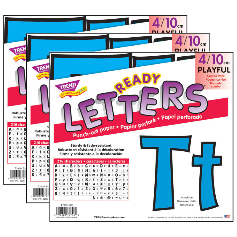 Blue 4" Playful Combo Ready Letters®, 3 Packs