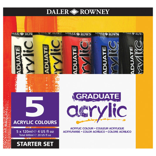 Graduate Acrylic Paint Starter Set, Assorted Colors, 120ml, 5 Pieces