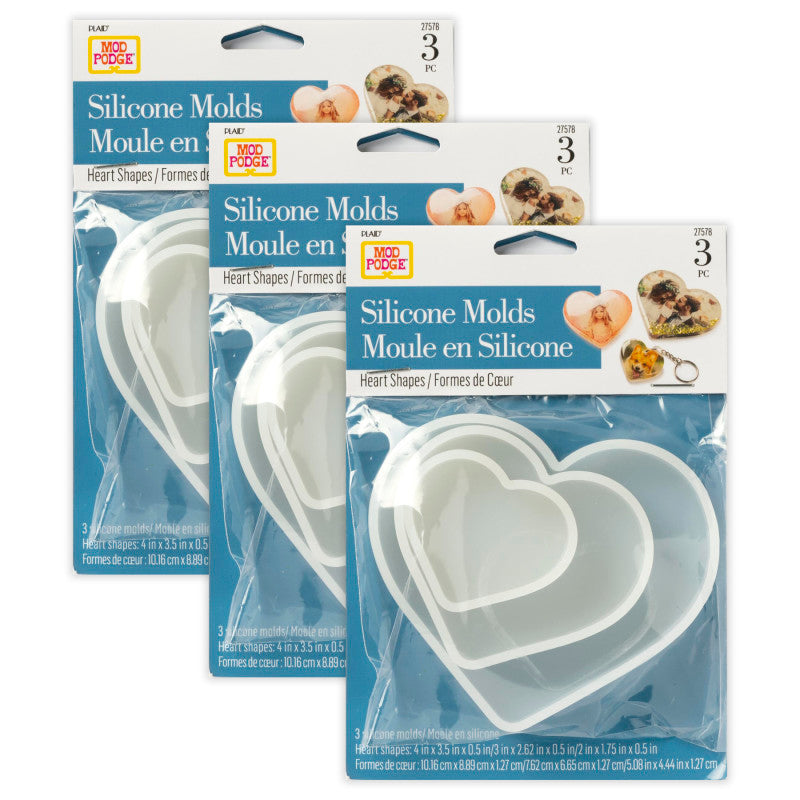 Silicone Resin Mold, Hearts, 3 Per Set, 3 Sets